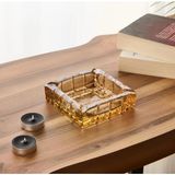 Dekoratif Kare Cam Küllük Kehribar Renk 12 Cm