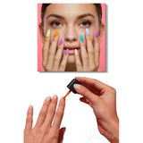 Dekoratif Kare Kanvas Tablo Tekli Kuaför Güzellik Salonu Makyaj Nail Art Manikür 1439