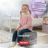 Dekoratif Kare Puf Orta Sehpa Ayak Uzatma Puf 40x40x42 Cm Puffymod (Gri)