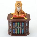 Dekoratif Kedi Figürlü Ahşap Kütüphane Biblo, 11x11x17 cm, Kahverengi