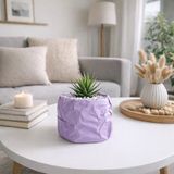 Dekoratif Kese Kağıdı Saksı-Bitki,Çiçek,Kaktüs ve Sukulent Saksısı- Modern Tarz Saksı - Lila
