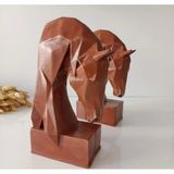 Dekoratif Kitap Tutucu Kübik At Figürlü Biblo 2 Li Gold Renkli (Polyester) kahverengi
