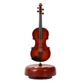 Dekoratif Klasik Keman Figürlü Müzik Kutusu – 18 cm Ahşap Standlı Retro Döner Mekanizmalı Masaüstü Süs ve Hediyelik