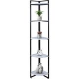 Dekoratif Köşe Rafı 5 Raflı Metal Ve Ahşap Kitaplık Çiçeklik Saksılık 200x31 Cm