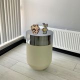 Dekoratif Krom Darbuka 60 cm Beyaz Sehpa