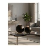 Dekoratif Küre Şeklinde Büyük ve Küçük Mumluk (Tealight Mumlar Dahildir) Beyaz 12 x 12