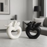 Dekoratif Kuş Heykeli Seti – Siyah Beyaz Modern Biblo, Minimalist Masa Dekoru, Taş Tozu El Yapımı Heykel, Ev Dekorasyonu & Hediye, 12 cm