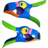 Dekoratif Kuşu Plaj Havlusu Mandalı, Renkli, Plastik, 2'li Set, Rüzgara Dayanıklı, Güçlü Tutuş Özellikli - 0,25 gr