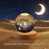 Dekoratif LED Kristal Küre Ahşap Altlıklı Şık Gece Lambası - Lisinya