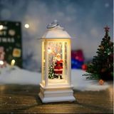 Dekoratif LED Noel Fener Lambası, Beyaz Plastik, Pilli, Santa Claus Temalı, Masaüstü Gece Işığı, Tatil Süslemesi