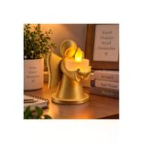 Dekoratif Melek Mumluk Led Pilli Mum Hediyeli 3D Baskı Masa Ve Ev Dekoru 10X8 Cm - Gold