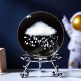 Dekoratif Metal Ayaklıyağmur Bulutu 3D Cam Küre 6cm - Gümüş