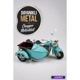 Dekoratif Metal Motosiklet Biblo Sepetli Chopper Vintage Eskitme El Yapımı Obje 1510A-7919