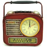 Dekoratif Metal Radyo Saatli Kumbara Vintage Biblo Hediyelik