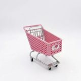 Dekoratif Mini Market Arabası, Pembe, Çok Amaçlı Organizer, Masaüstü Aksesuar, 15 Cm Vitrin