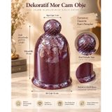 Dekoratif Mor Cam Obje Dokulu Tepe Tasarımlı Fanus 19 cm | Parlak Cam Yüzey, Alt Çap: 14 cm, Salon ve Konsol Dekoru, Tek Parça İçerik, Modern ve Klasik Uyum