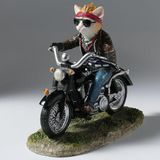 Dekoratif Motorsikletli Kedi Figürü Veronese Biblo – Eğlenceli Tema Şık Salon Dekoru Poliresin Dekoratif Obje 14x7x12 cm