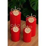 Dekoratif Mum Bellevie Candles 4'lu Mum Seti Doğal El Yapımı - Açık Kırmızı - 1 Adet