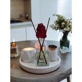 Dekoratif Mum ve Vazo Seti - Vazo+Oda Kokusu+Tealight Mumluk ve Mum+Kibritlik+Yuvarlak Tepsi (Oda Kokusu Çubuğu Dahildir) - Beyaz - 1 Adet
