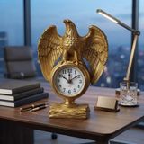 Dekoratif Ofis Çalışma Alanınıza Şıklık Katan Güçlü İhtişamlı Kartal Masa Saati Biblo Hediye 21x13CM