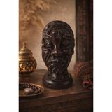 Dekoratif Otantik Büst Heykel – Modern Salon Ofis Masa Üstü Biblo – Vintage Ahşap Görünümlü Dekor (14,5 cm) Reçine