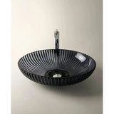 Dekoratif Oval Cam Lavabo Siyah 50 Cm