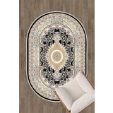 Dekoratif Oval Halı Klasik Desen Kaymaz Taban Salon Oturma Odası Halısı Ovl-01lacivert OVL-01lacivert40x60