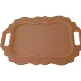 Dekoratif Oval Kordonlu Ahşap Sunum Tepsisi - 44 x 27 cm