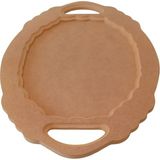 Dekoratif Oval Kordonlu Düz Ahşap Tepsi - 51 x 35 cm