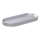 Dekoratif Oval Tepsi 29x15 cm – Banyo Tezgah Organizer, Sabunluk ve Kozmetik Düzenleyici, Modern Sunum Tepsisi (Gümüş)