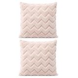 Dekoratif Peluş Kırlent Kılıfı Seti, İskandinav Zigzag Balıksırtı Desenli, Modern Salon ve Koltuk Yastık Kılıfı, 42x42 cm (Zigzag Vizon 2'li)
