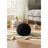 Dekoratif Peluş Top Kırlent - Yastık - Minder Dolgulu Pamuk Polyester Malzemeden Siyah Renk - 45 x 37 cm