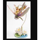 Dekoratif Peri ve Yusufçuk Figürlü Biblo, Lotus Çiçekli, 13x10x22,5 cm, Poliresin