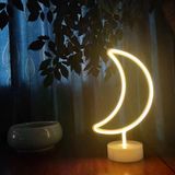 Dekoratif Pilli Ay Tasarımlı 3D Neon Led Masa Gece Lambası (5047)