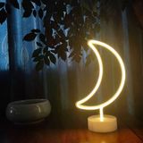 Dekoratif Pilli Ay Tasarımlı 3D Neon Led Masa Ve Gece Lambası (5433)