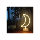 Dekoratif Pilli Ay Tasarımlı 3D Neon Led Masa Ve Gece Lambası (5440)