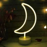 Dekoratif Pilli Ay Tasarımlı 3D Neon Led Masa Ve Gece Lambası (5477)