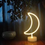 Dekoratif Pilli Ay Tasarımlı 3D Neon Led Masa Ve Gece Lambası Go-53-Vice