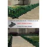 Dekoratif Plastik Alan Oluşturma Ve Bahçe Çiti 1 Adet Çit Y: 32 Cm / G: 55 Cm Sert Zemin Ayaklı - Yeşil
