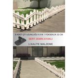 Dekoratif Plastik Alan Oluşturma Ve Bahçe Çiti 8 Adet Çit Y: 32 Cm / G: 4.4 M Sert Zemin Ayaklı - Beyaz