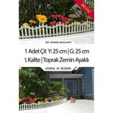 Dekoratif Plastik Bahçe Çiti ve Peyzaj Çiti 1 Adet Çit (Y: 25 cm / G: 25 Cm) Toprak Ayaklı - Beyaz