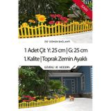 Dekoratif Plastik Bahçe Çiti Ve Peyzaj Çiti 1 Adet Çit Y: 25 Cm / G: 25 Cm Toprak Ayaklı - Sarı