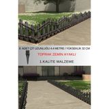 Dekoratif Plastik Bahçe ve Peyzaj Çiti 8 ADET ÇİT (Y: 32 CM / G: 4.4 M) TOPRAK AYAKLI - Antrasit
