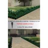 Dekoratif Plastik Bahçe ve Peyzaj Çiti 8 ADET ÇİT (Y: 32 CM/G: 4.4 M) TOPRAK AYAKLI (Yeşil)