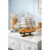 Dekoratif Premium Ahşap El Yapımı Yelkenli Gemi Maketi Masa Üstü Biblo 24 x 24 CM Ahşap Renk 529 EB