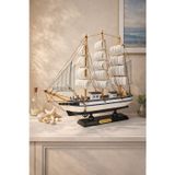 Dekoratif Premium Ahşap El Yapımı Yelkenli Gemi Maketi Masa Üstü Biblo Hediyelik 33 X 33 CM 531-F