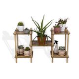 Dekoratif Raflı Ahşap Çiçeklik Saksı Standı Saksılık, Bahçe Balkon Rafı, No 3