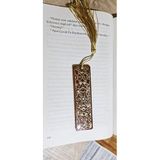 Dekoratif Reçine Kitap Ayracı, Altın Püsküllü, Mandala Desenli, Bakır Rengi