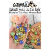 Dekoratif Renkli Düz Cam Taşlar 40 lı 1 Paket El Sanatları Vazo Doldusu Akvaryum Süsü Değerli Cam Taşları