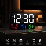 Dekoratif Renkli LED Dijital Duvar Saati | HD Ekran, Tarih Gün Sıcaklık, Alarmlı 25X16